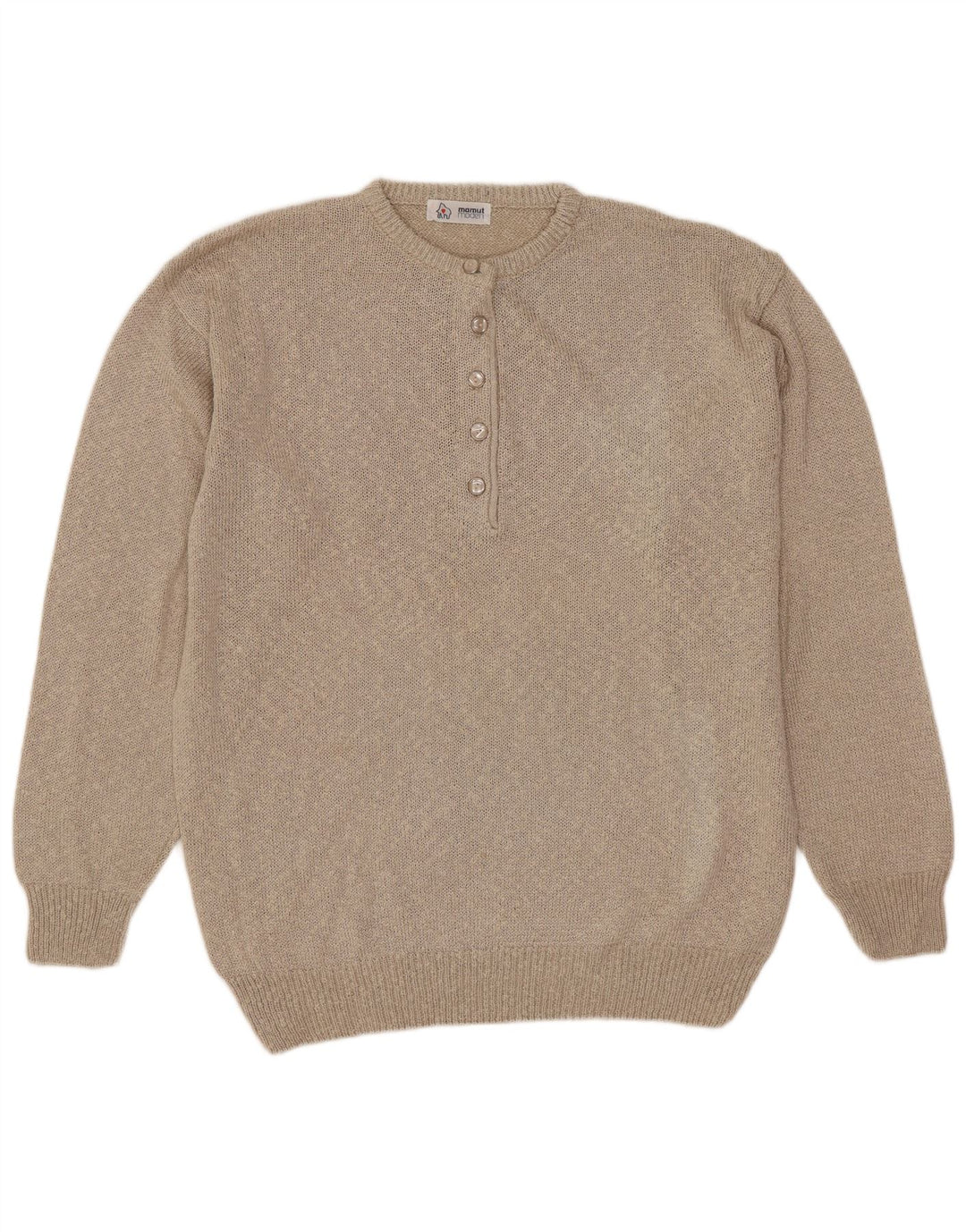 Mamut Moden Damen-Pullover mit Knopfkragen, EU 42, große beige Viskose