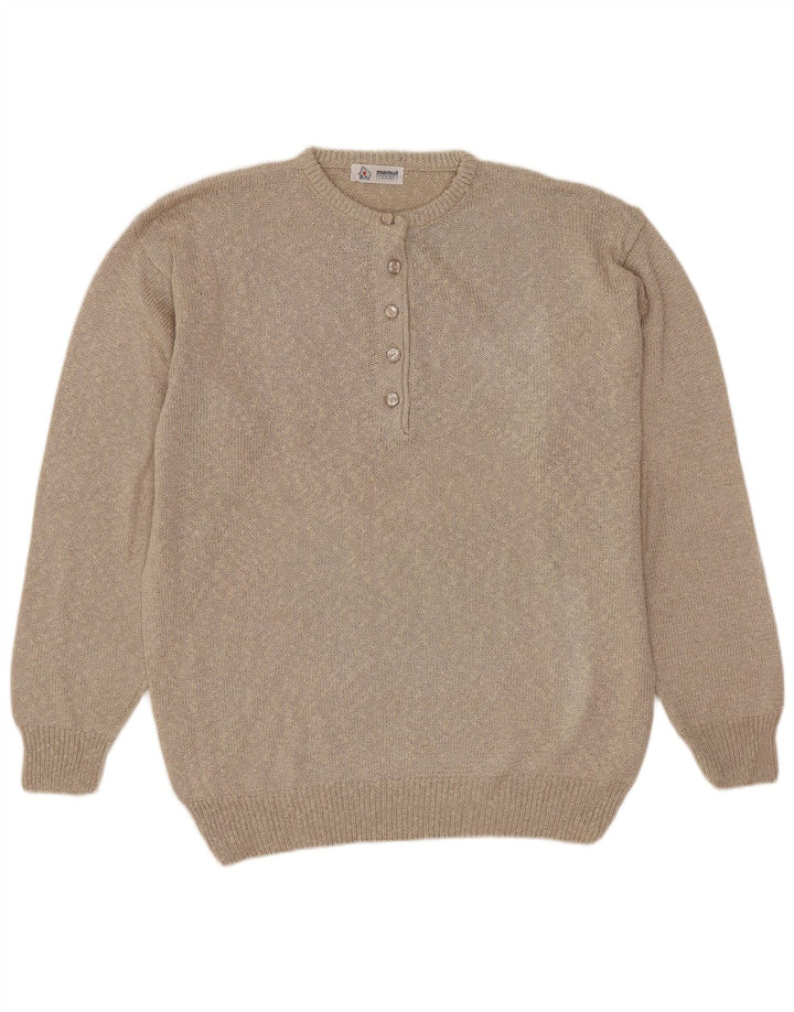 Mamut Moden Damen-Pullover mit Knopfkragen, EU 42, große beige Viskose