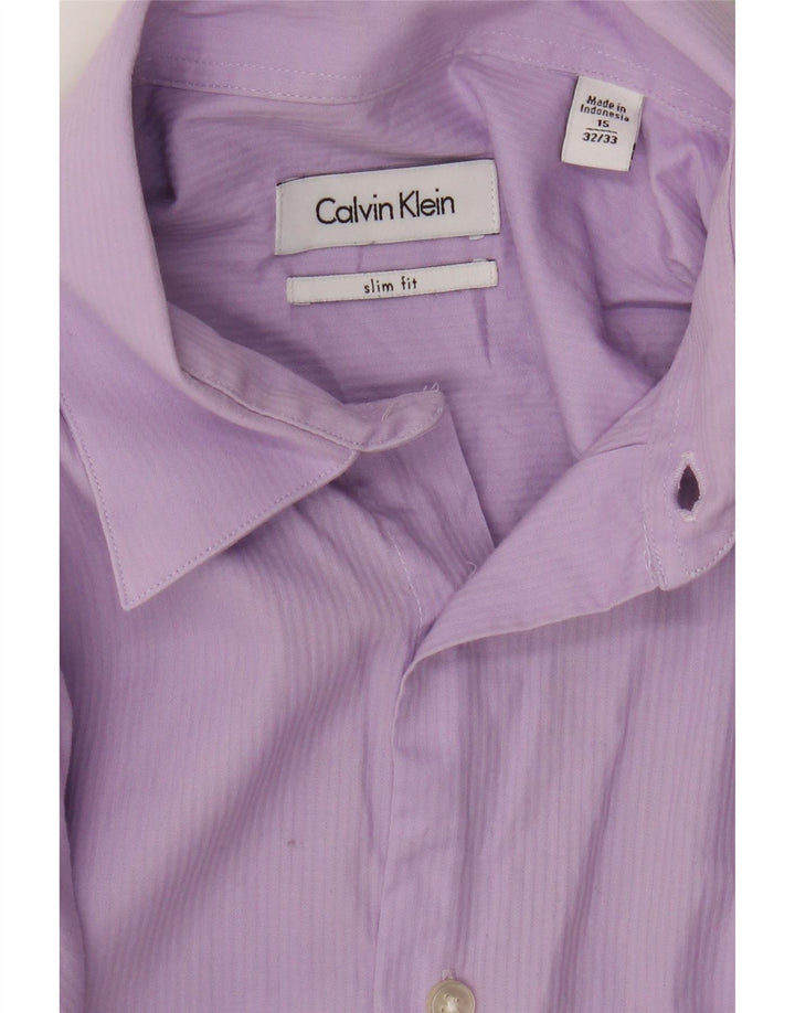 CALVIN KLEIN Mens Slim Fit Shirt Size 15 Medium Purple Cotton Vintage Calvin Klein and Second-Hand Calvin Klein from Messina Hembry 
