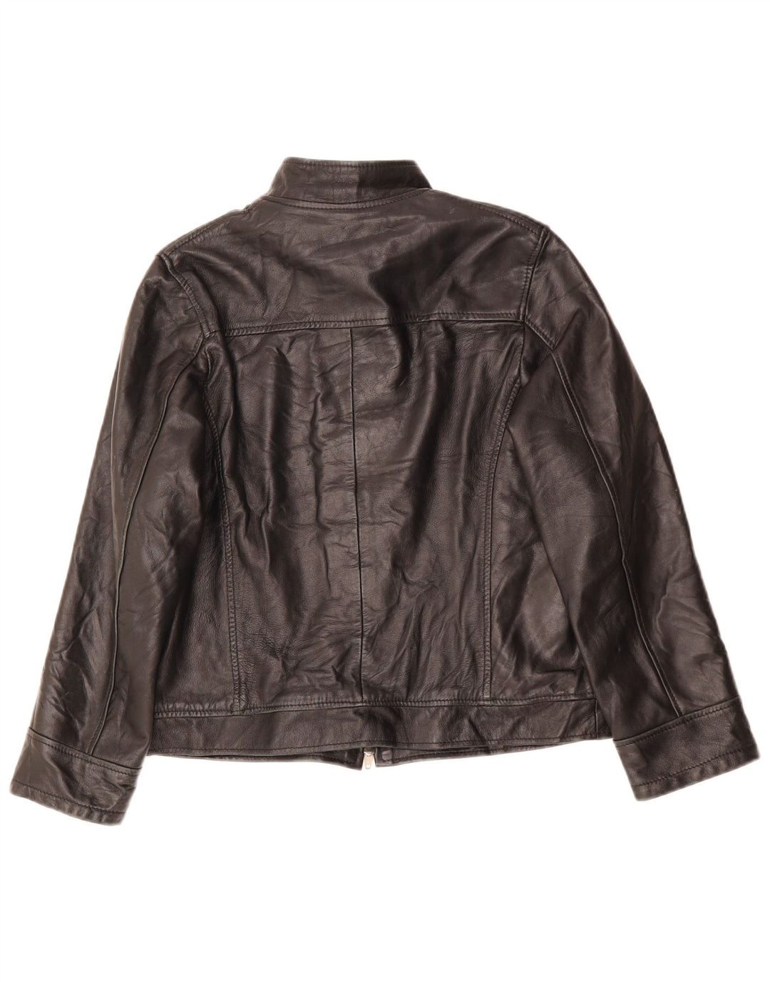 VINTAGE Damen Loose Fit Lederjacke UK 6 XS Schwarzes Leder