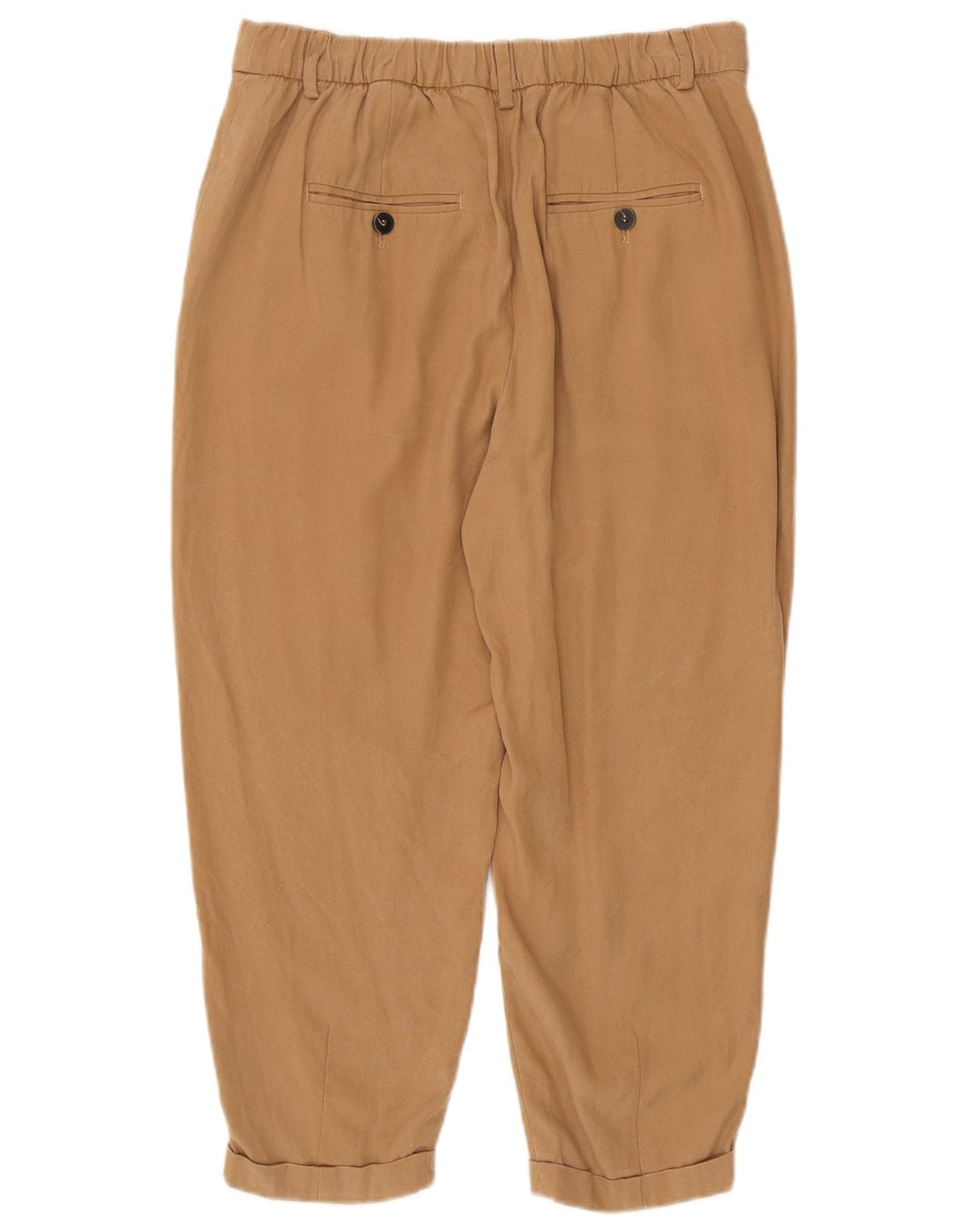 ZARA Damen Hose mit Zapfen, mittelgroß, W28, L23, braun, Lyocell