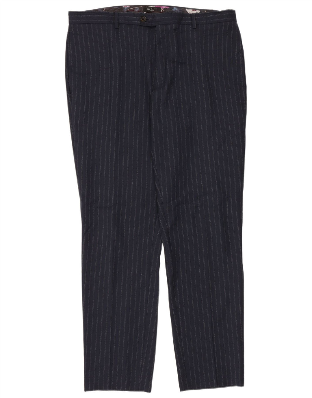 Ted Baker Herren-Anzughose, schmal zulaufend, W40, L34, marineblaues Nadelstreifen-Polyester