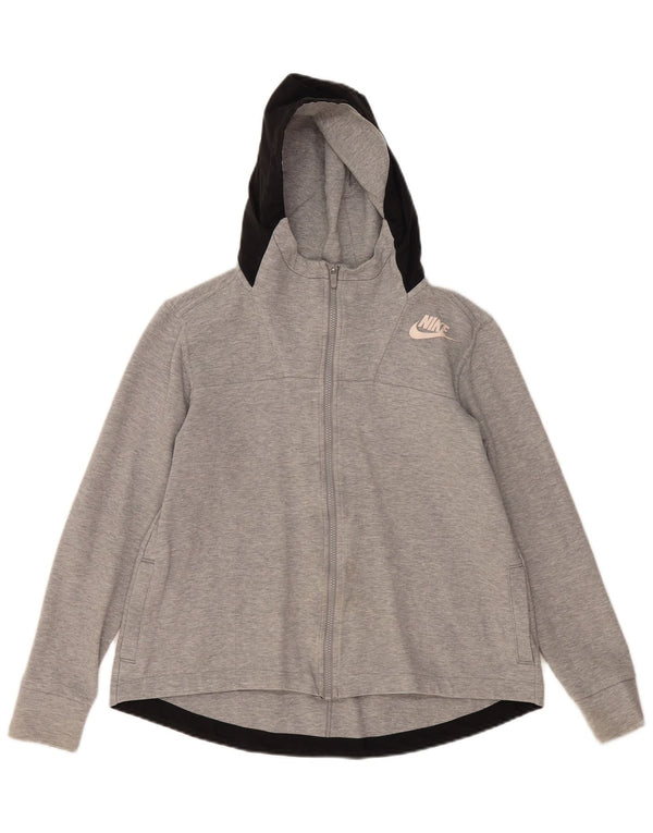 Nike Damen-Pullover mit übergroßem Reißverschluss und Kapuze, UK 10, Größe S, Grau, Baumwolle