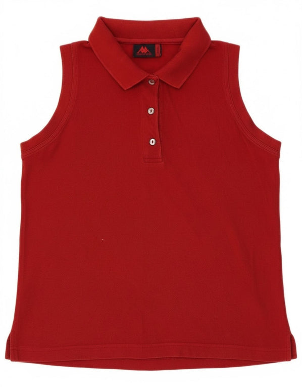 Kappa Damen Ärmelloses Poloshirt UK 10 Small Rote Baumwolle