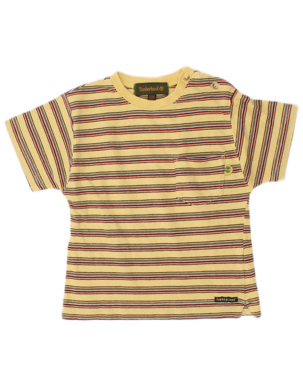 Timberland T-Shirt-Oberteil für Baby-Jungen, 9–12 Monate, gelb gestreift, Baumwolle