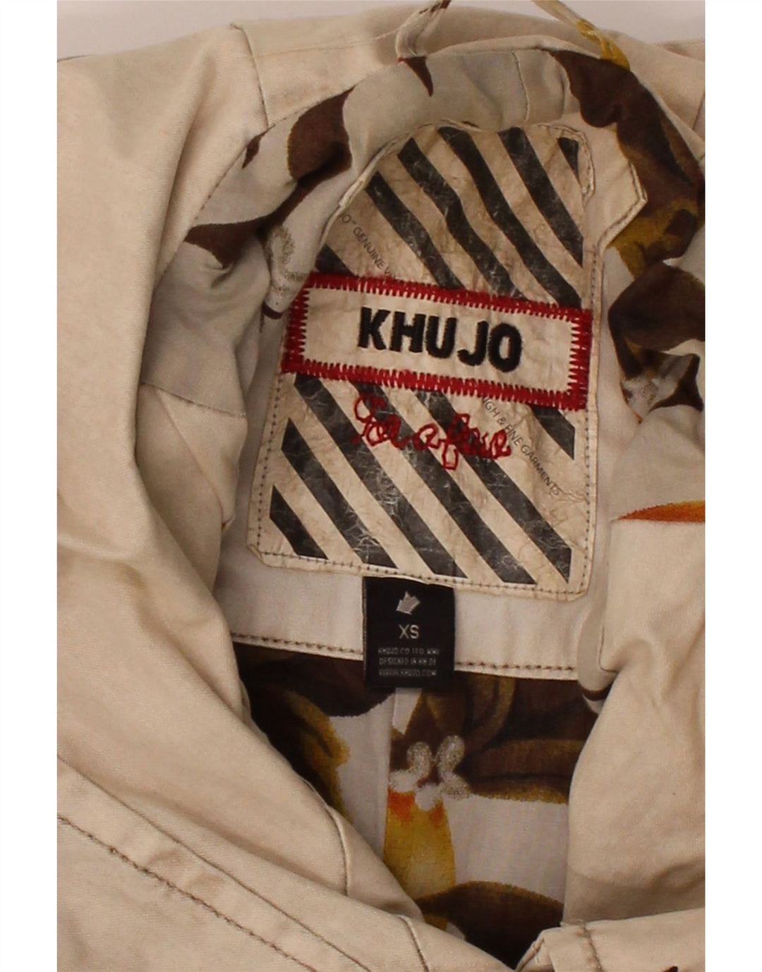 KHUJO Womens Hooded Bomber Jacket UK 6 XS Beige Polyester Vintage KHUJO and Second-Hand KHUJO from Messina Hembry 