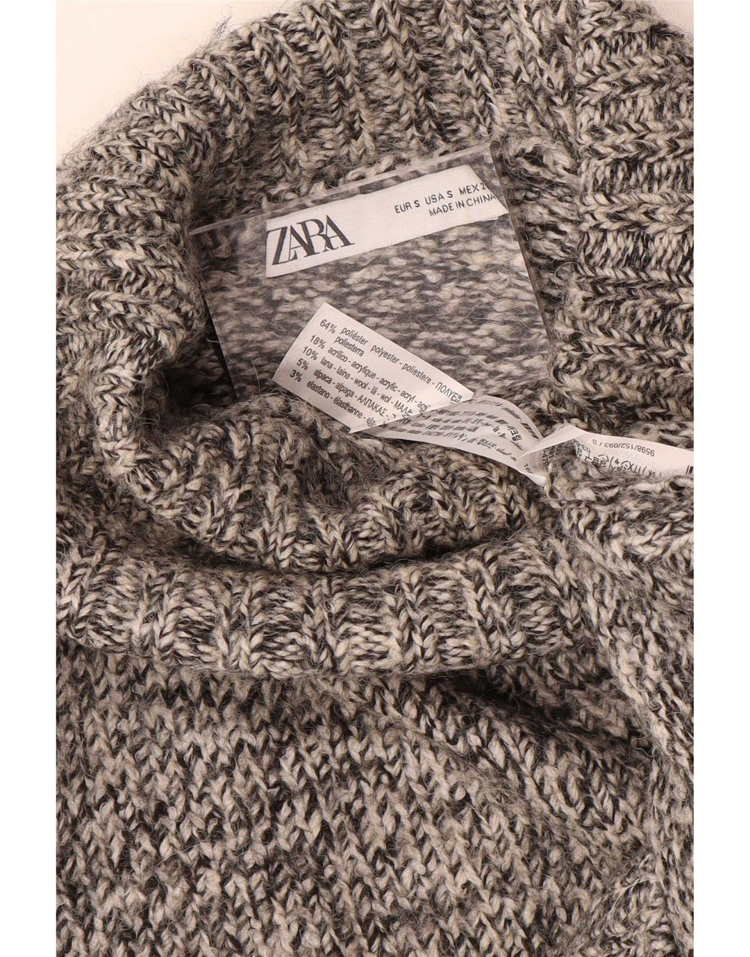 Zara Damen-Pullover mit Rollkragen, übergroß, Gr. 10, Größe S, Grau meliert