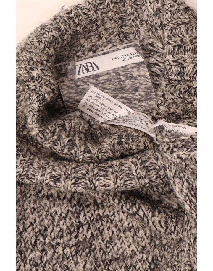 Zara Damen-Pullover mit Rollkragen, übergroß, Gr. 10, Größe S, Grau meliert