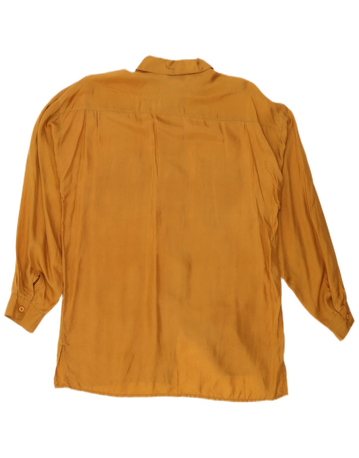 H.L.Spencer Damen Übergroßes Longline-Hemd UK 10 Small Gelbe Seide