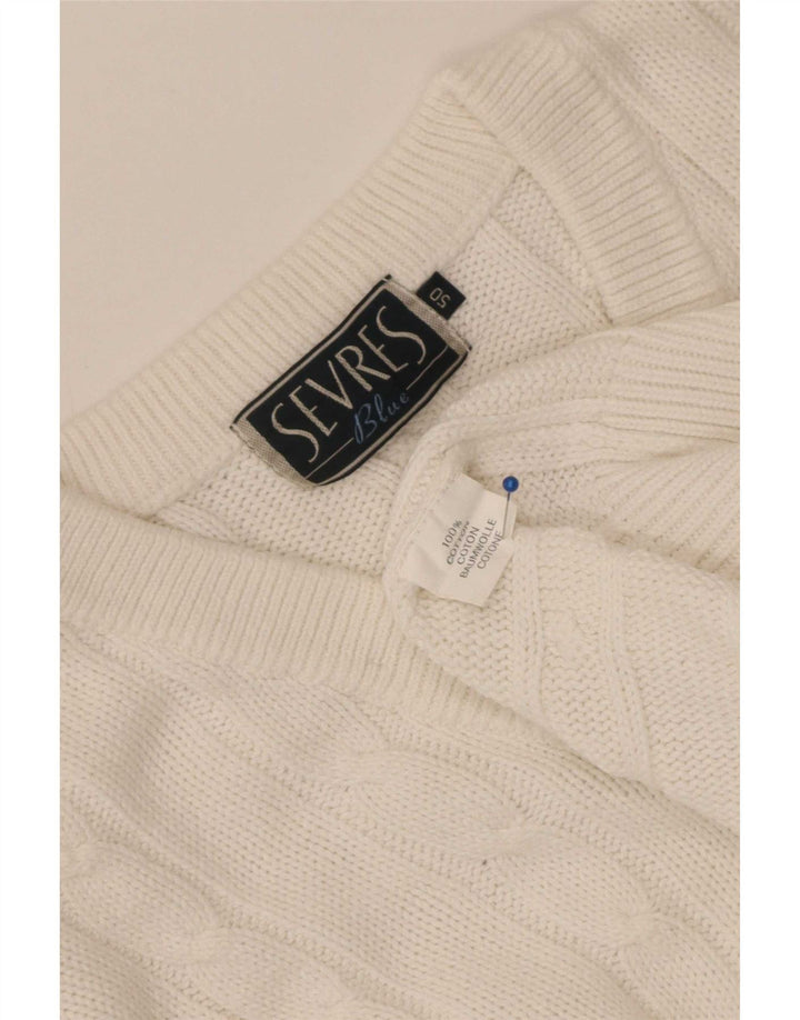 Sevres Herren-Pullover mit V-Ausschnitt IT 50, mittelweiße Baumwolle