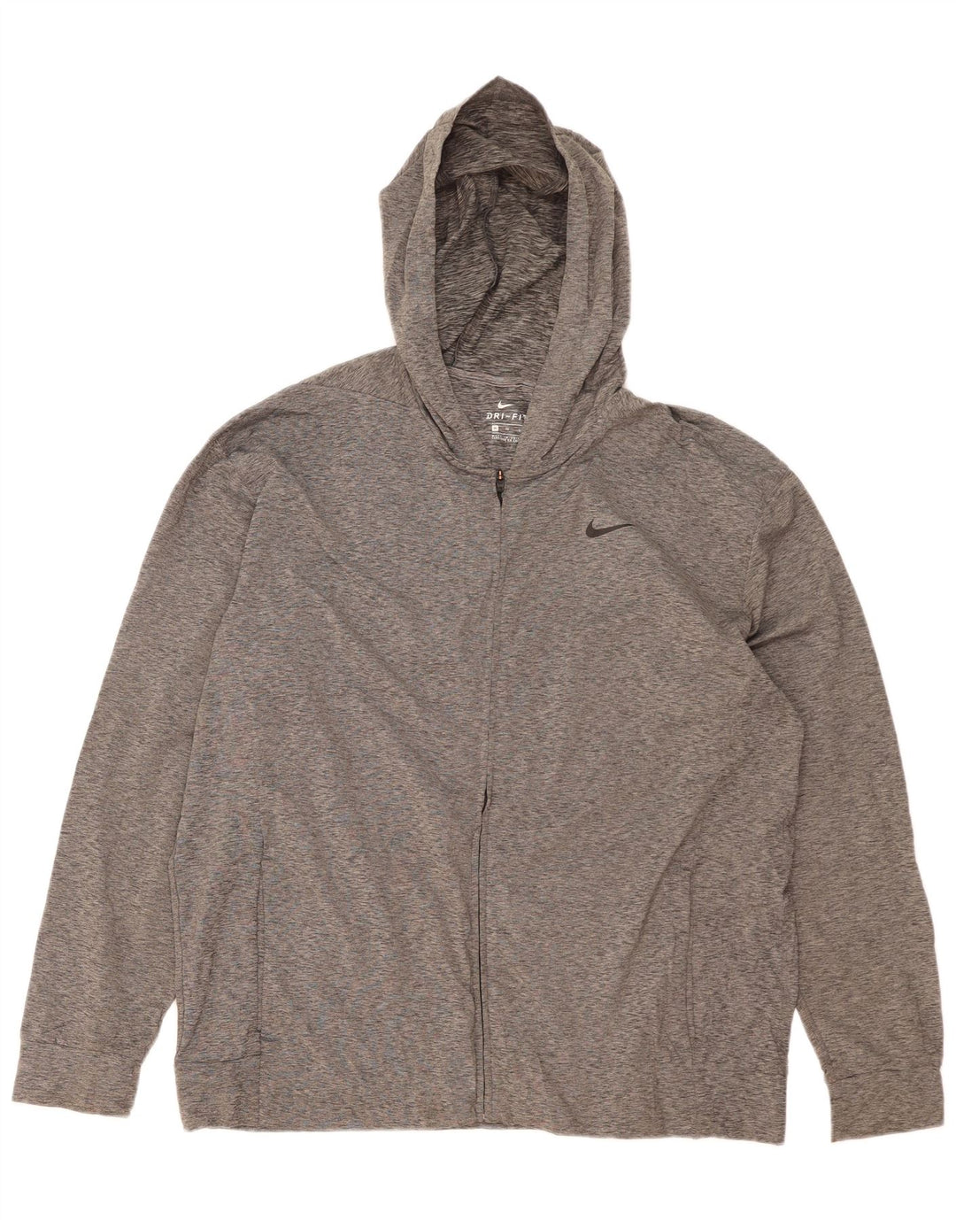 NIKE Herren Dri Fit Zip Hoodie Pullover XL Grau geflecktes Polyester