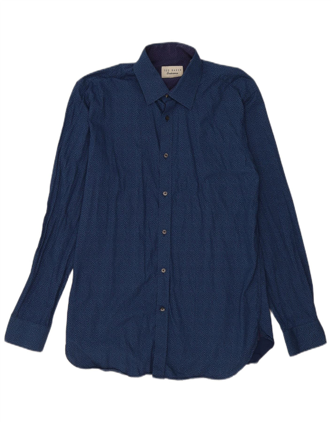 Ted Baker Herren-Hemd mit abstraktem Muster, Größe 15 1/2, mittleres Marineblau