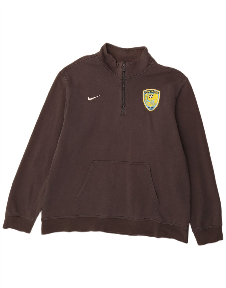 Nike Herren-Sweatshirt mit Reißverschluss, XL, graue Baumwolle