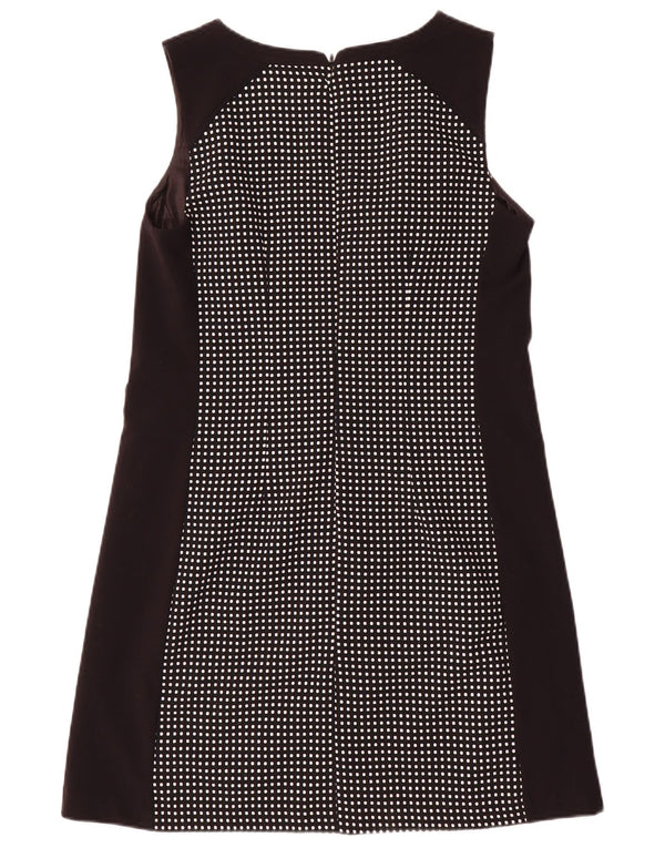 Next Ärmelloses A-Linien-Kleid für Damen, UK 12, Mittelschwarz geflecktes Polyester