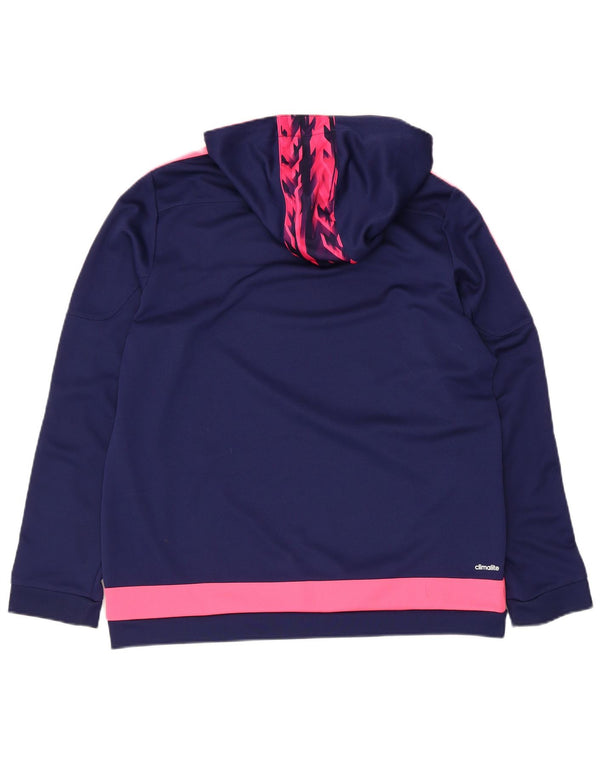 Adidas Damen Climalite Hoodie Pullover UK 20/22 XL Marineblau Farbblock