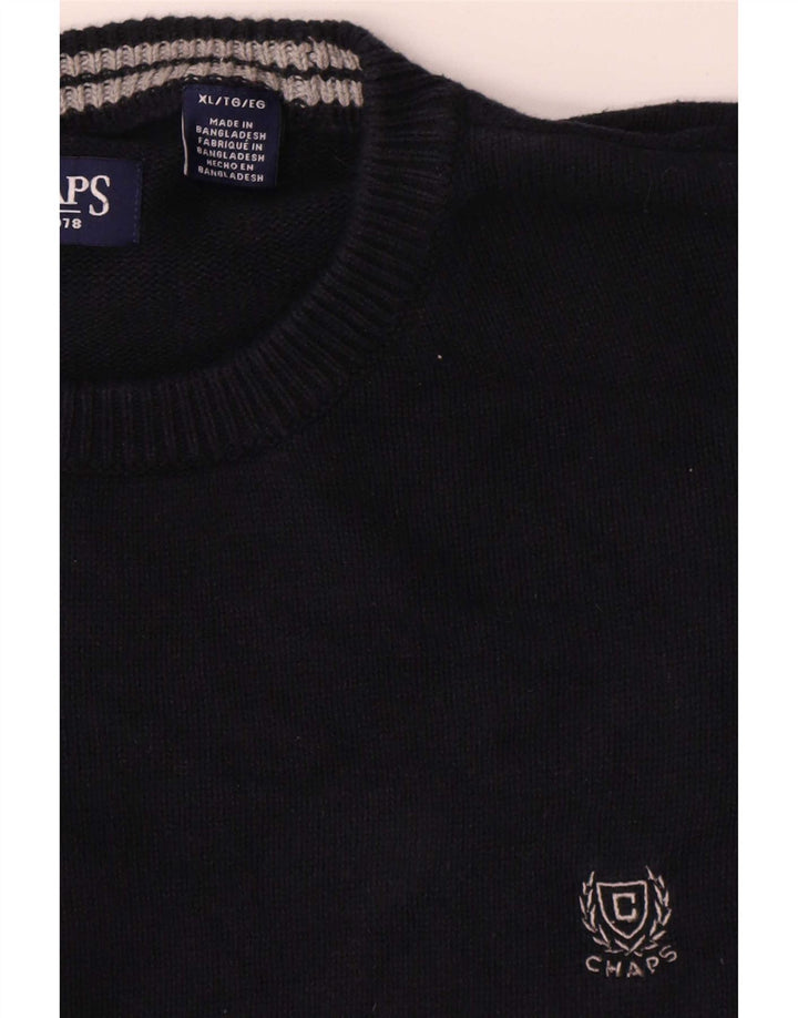 Chaps Herren-Pullover mit Rundhalsausschnitt, XL, schwarze Baumwolle