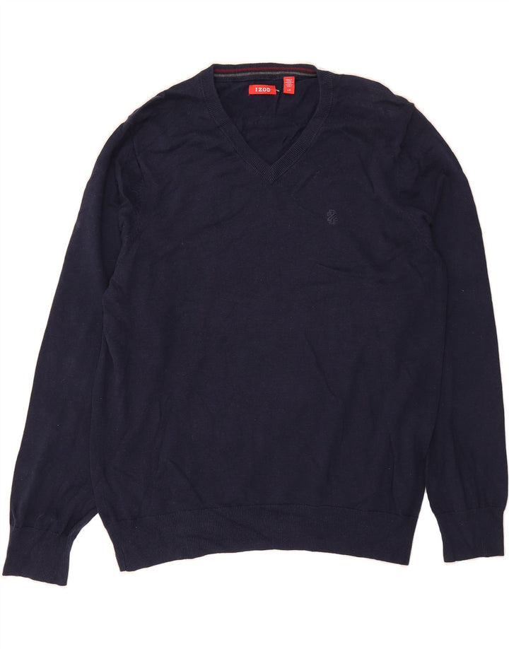 IZOD Mens V-Neck Jumper Sweater Large Navy Blue Cotton Vintage Izod and Second-Hand Izod from Messina Hembry 