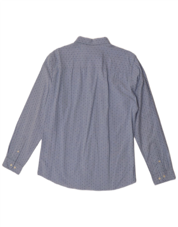 Jack & Jones Herren-Slim-Fit-Hemd aus mittelblau gepunkteter Baumwolle