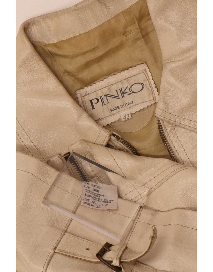 Pinko Damen Lederjacke IT 42 Mittelbeige