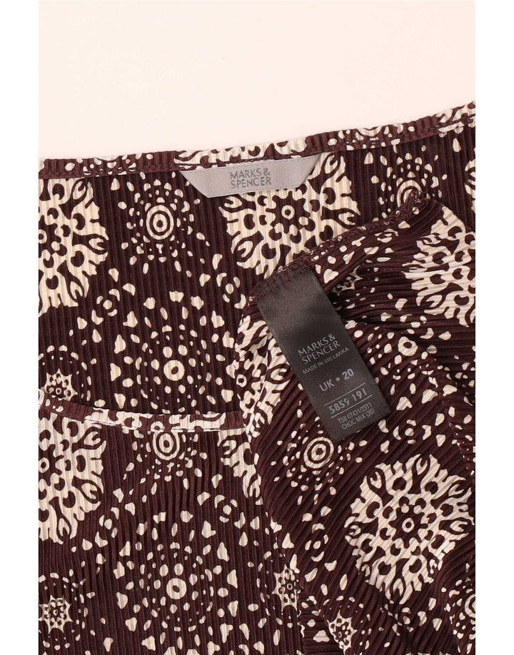 Marks & Spencer Womens Abstract Pattern Top 3/4 Ärmel UK 20 2XL Braun