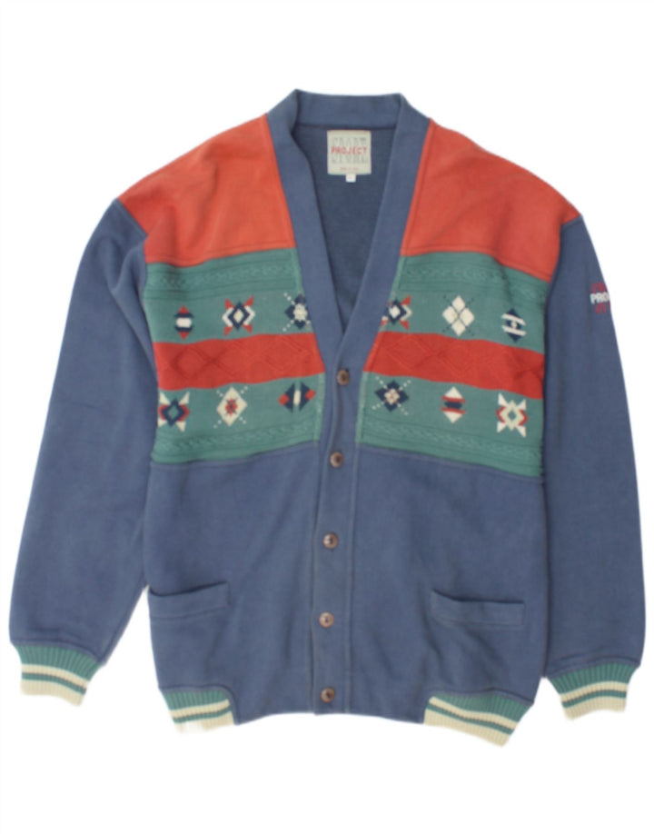 Sport Project Herren-Strickjacke, groß, blau, geometrisch, Baumwolle