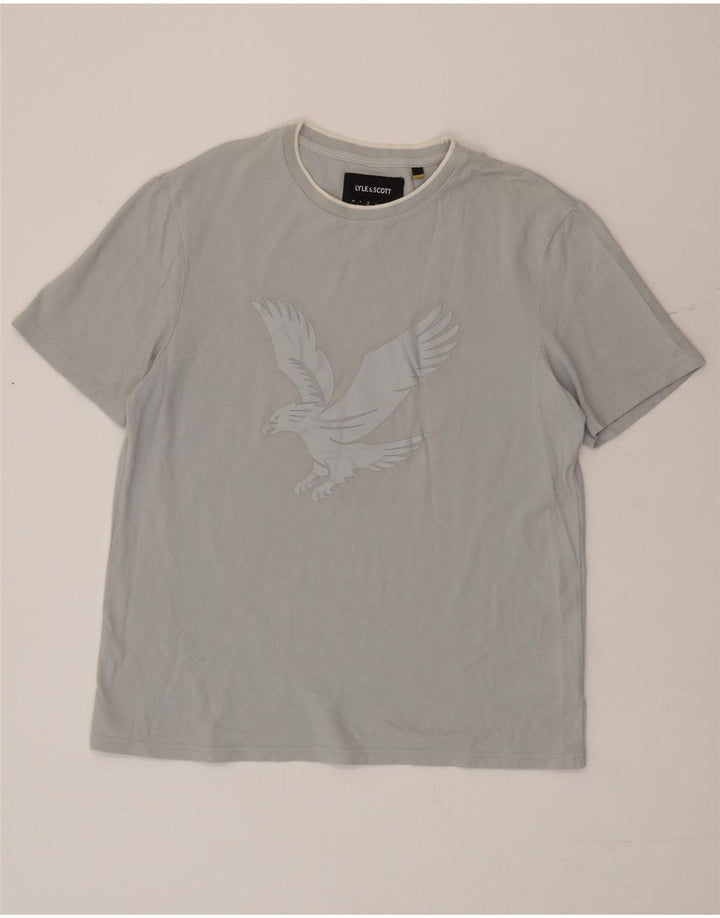 Lyle & Scott Herren Relaxed Fit Graphic T-Shirt Top aus mittelblauer Baumwolle