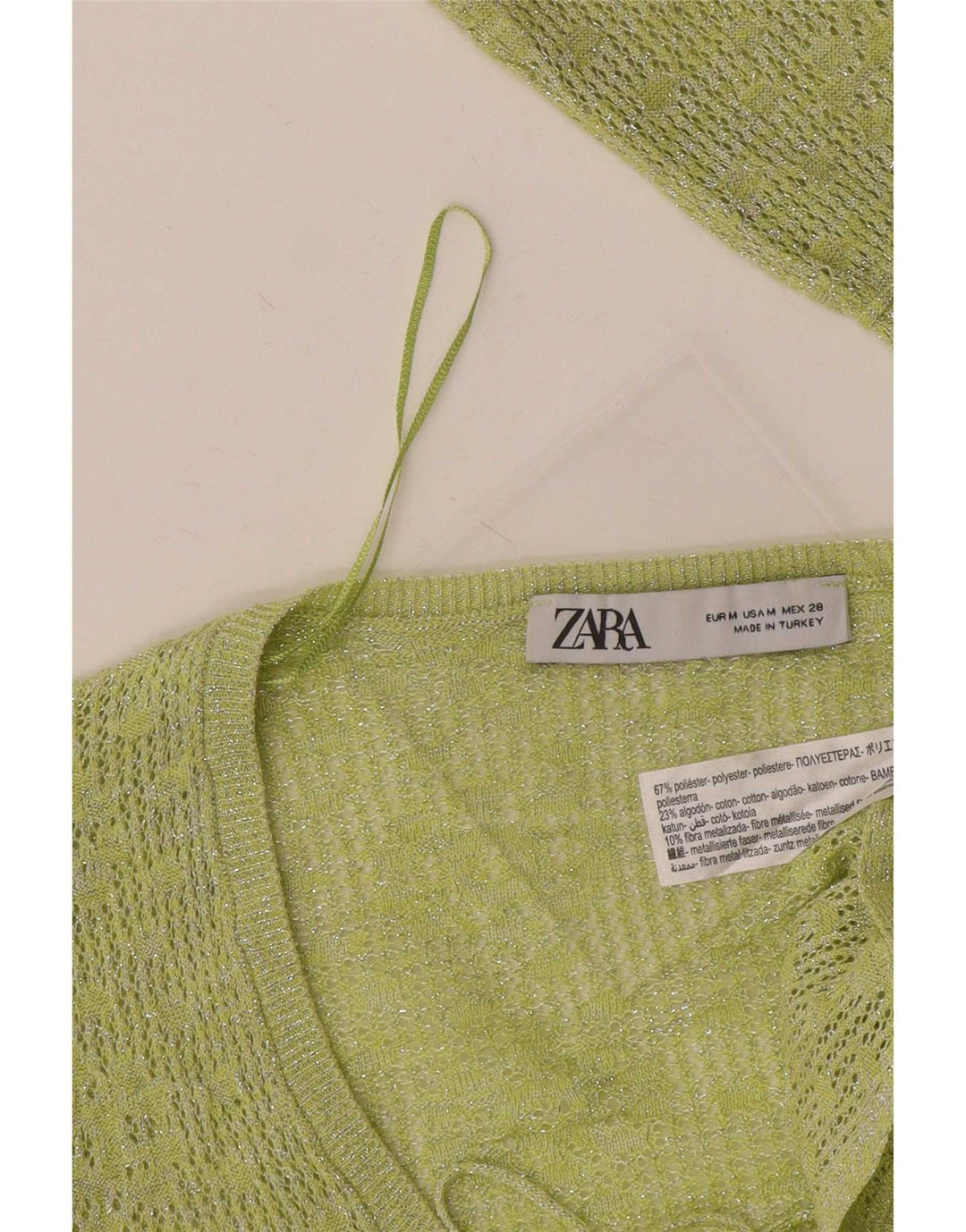 Zara Damen Crop Cardigan Top UK 12 Mittelgrünes Polyester