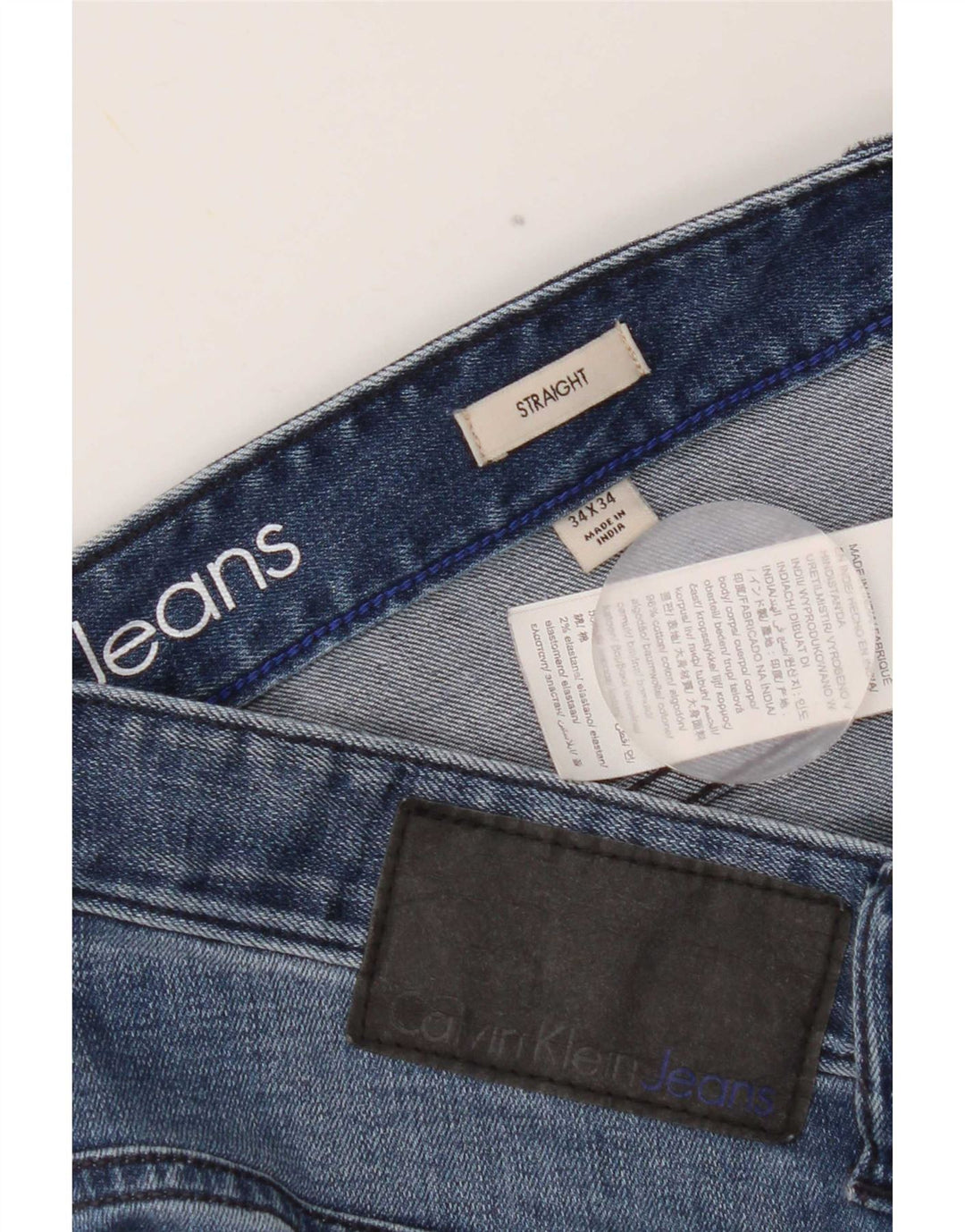 Calvin Klein Herren Distressed Straight Jeans W34 L34 Blaue Baumwolle