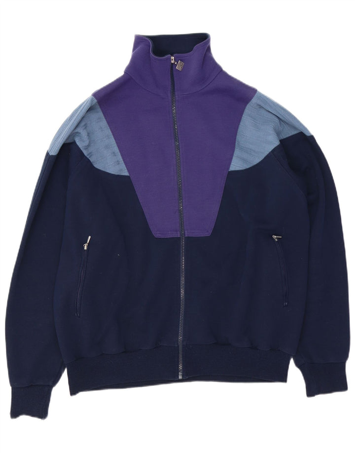 Vintage Herren-Trainingsanzug-Top-Jacke, groß, marineblau, Farbblock