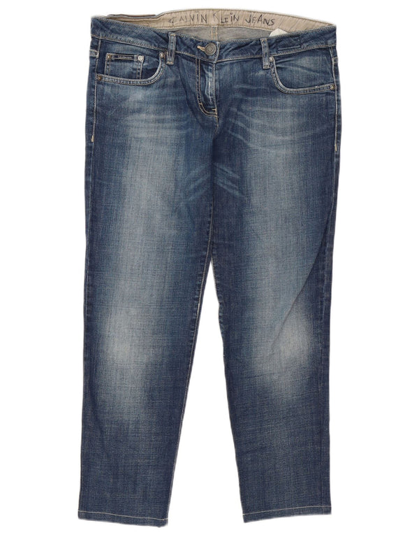 Calvin Klein Damen Straight Jeans W31 L27 Blaue Baumwolle