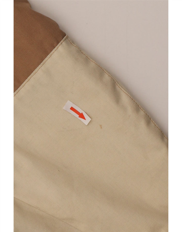 Vintage Herren-Windbreakerjacke mit Kapuze, Größe 46, klein, Beige, Farbblock