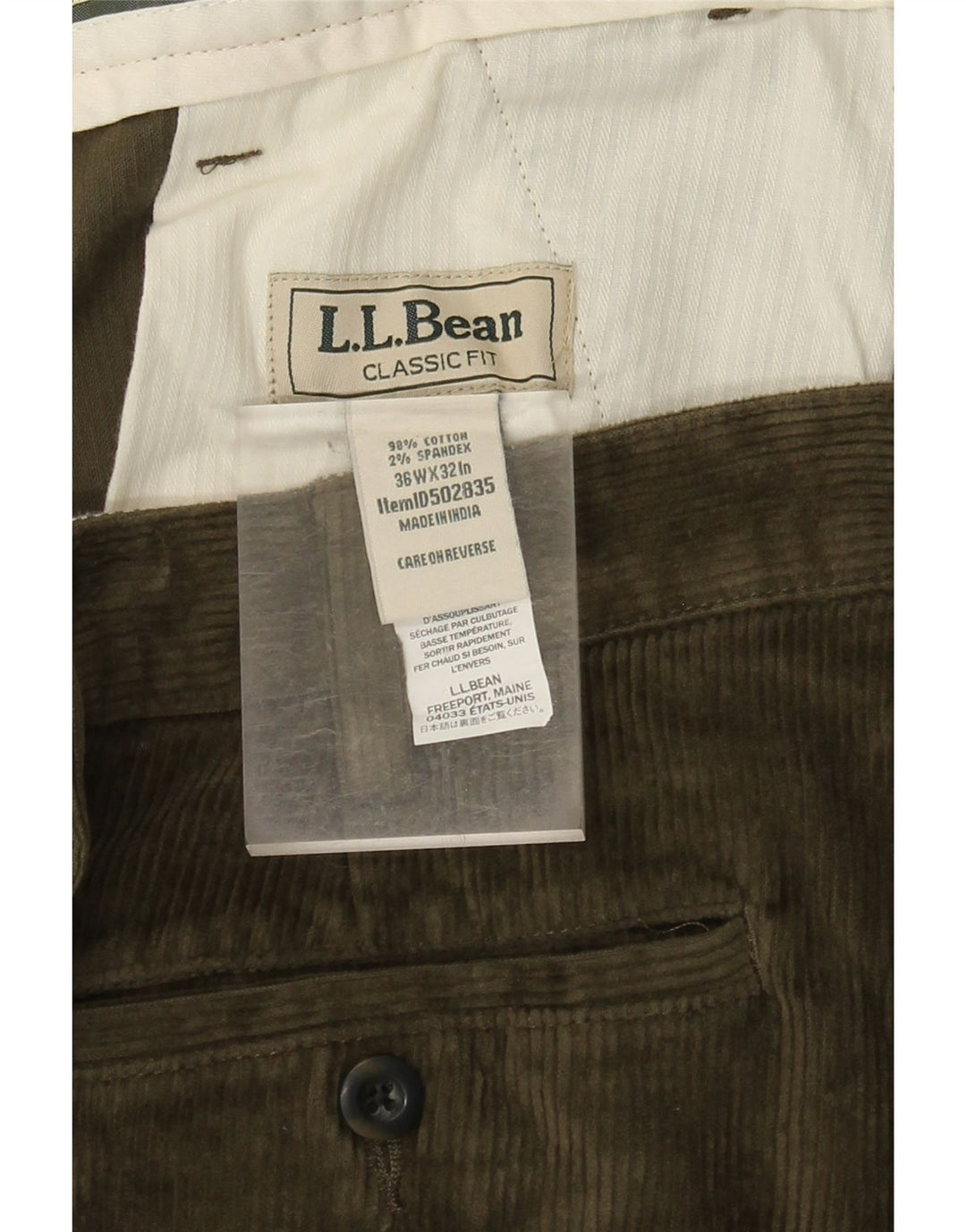 L.L.BEAN Herren-Hose aus geradem Cord mit klassischer Passform, W36, L32, Khaki, Baumwolle