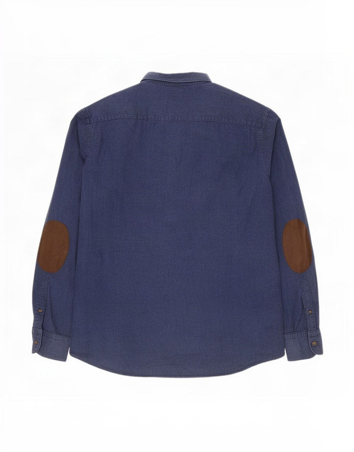 Massimo Dutti Herrenhemd, groß, marineblau, Baumwolle