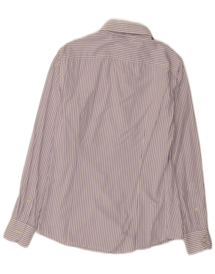 Benetton Herren-Hemd, klein, violett, Nadelstreifen, Baumwolle