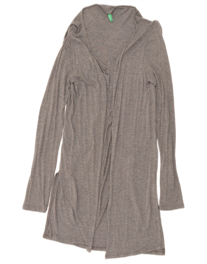 Benetton Damen Longline Open Cardigan Top UK 8 Small Grau meliert