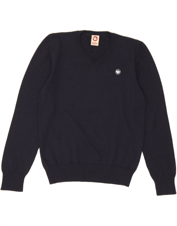 MURPHY & NYE Boys Sailmakers V-Neck Jumper Sweater 10-11 Years Navy Blue Vintage Murphy & Nye and Second-Hand Murphy & Nye from Messina Hembry 