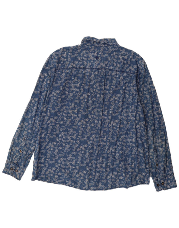 Fat Face Herrenhemd 2XL Blau geblümt Baumwolle