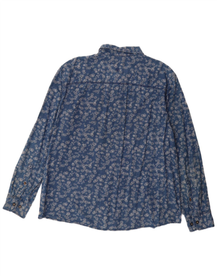 Fat Face Herrenhemd 2XL Blau geblümt Baumwolle