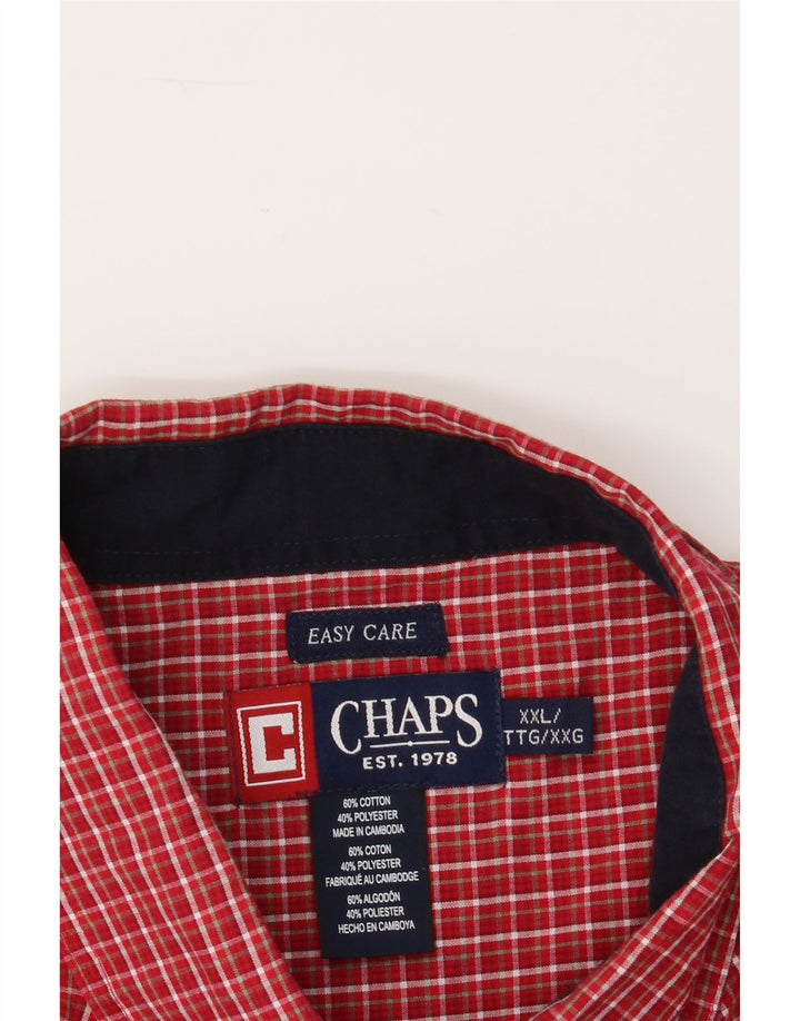 CHAPS Mens Easy Care Flannel Shirt 2XL Red Check Cotton Vintage Chaps and Second-Hand Chaps from Messina Hembry 
