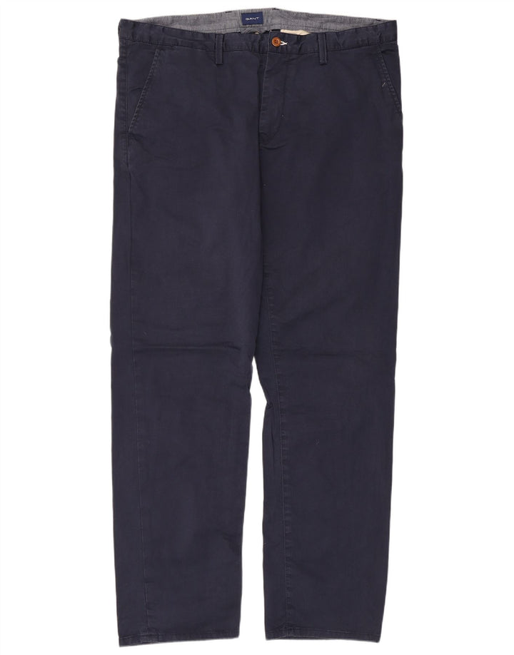GANT Gerade Chinohose für Herren, Breite 40, Länge 34, Marineblau, Baumwolle