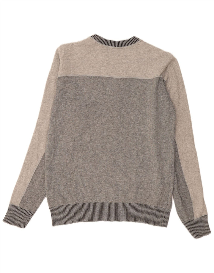 Sergio Tacchini Herren-Pullover mit Rundhalsausschnitt, Mittelgrau, Farbblock
