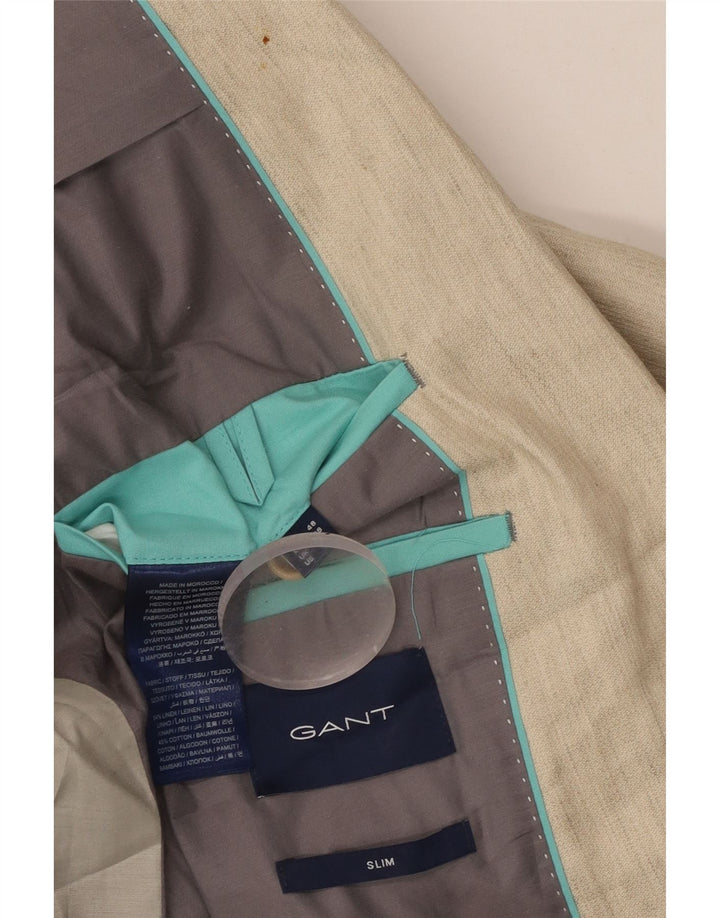 GANT Herren Slim 2-Knopf-Blazerjacke UK 38 Mittelbeige Leinen