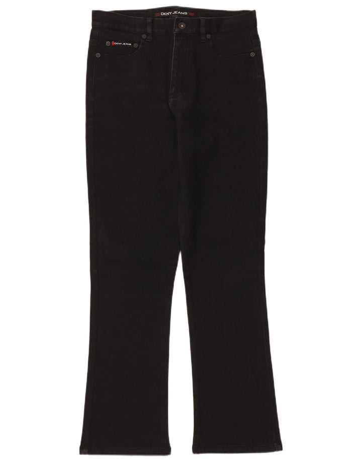 DKNY Damen Bootcut Jeans US 10 Large W30 L30 Schwarze Baumwolle