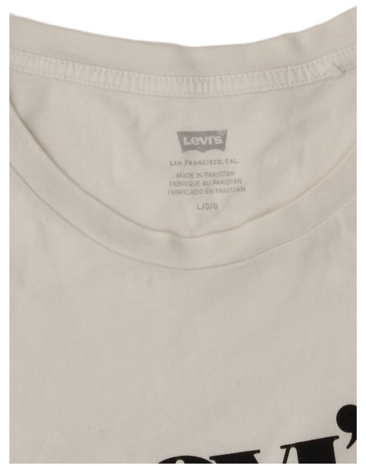 Levi's Damen Grafik-T-Shirt-Oberteil UK 16 Large Weiß