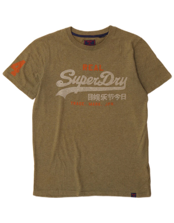 Superdry Herren Grafik-T-Shirt-Oberteil aus mittlerer Khaki-Baumwolle