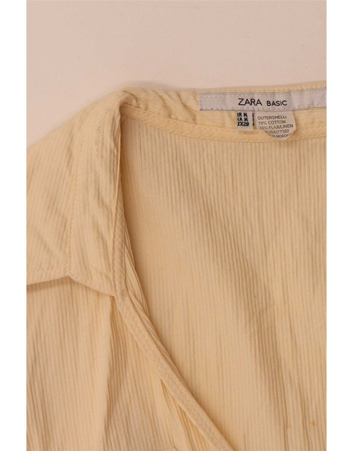 Zara Damen A-Linien-Kleid UK 12 Mittelgelbe Baumwolle