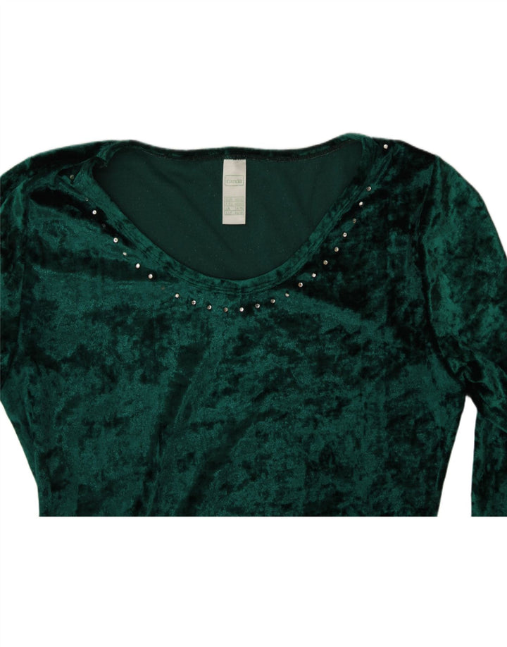 CANDA Womens Long Sleeve Bodysuit UK 14/16 Large Green Polyester Vintage Canda and Second-Hand Canda from Messina Hembry 