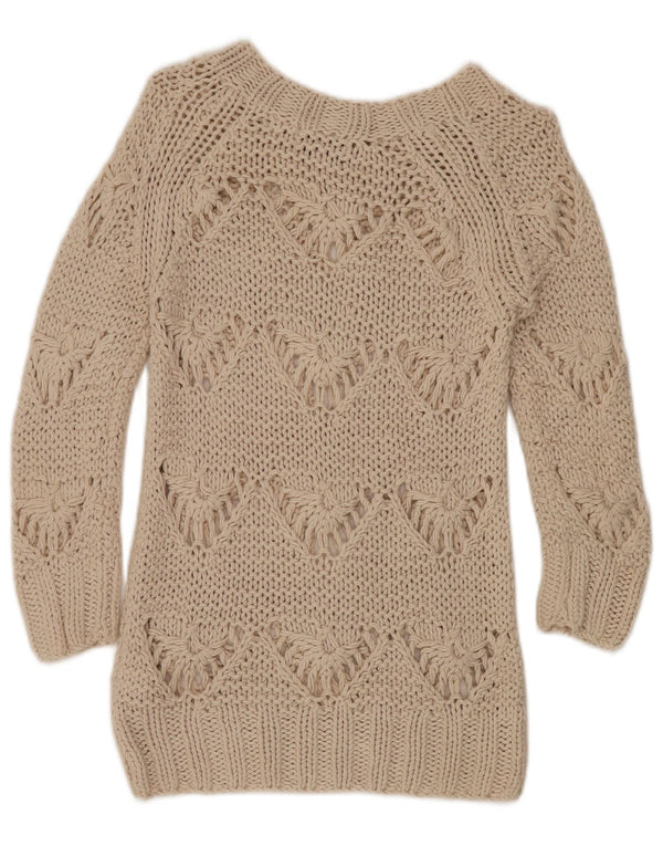 TED BAKER Damen-Pullover mit U-Boot-Ausschnitt, Größe 0 2XS, beige Baumwolle