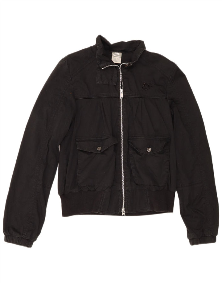 Nike Damen Bomberjacke UK 10/12 Mittelschwarze Baumwolle