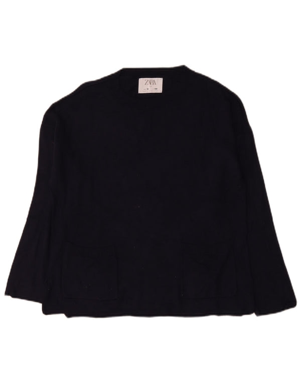 Zara Mädchen-Pullover mit Rundhalsausschnitt, 9–10 Jahre, marineblaue Viskose